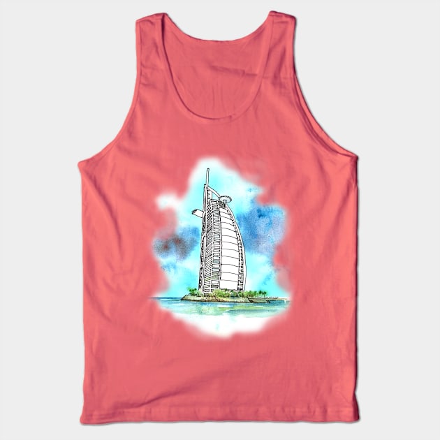 Burj Al Arab - Watercolor wash drawing Tank Top by Dhanew